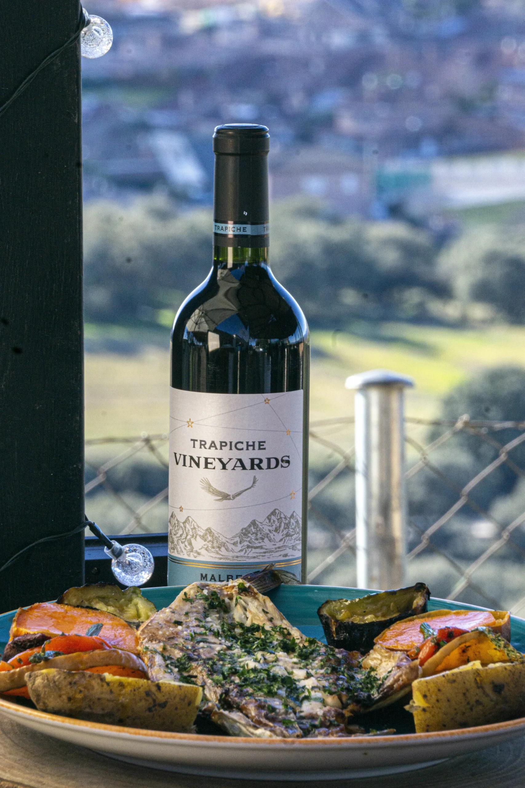 Vino argentino trapiche vineyards con uva malbec en el Asador argentino el mirador