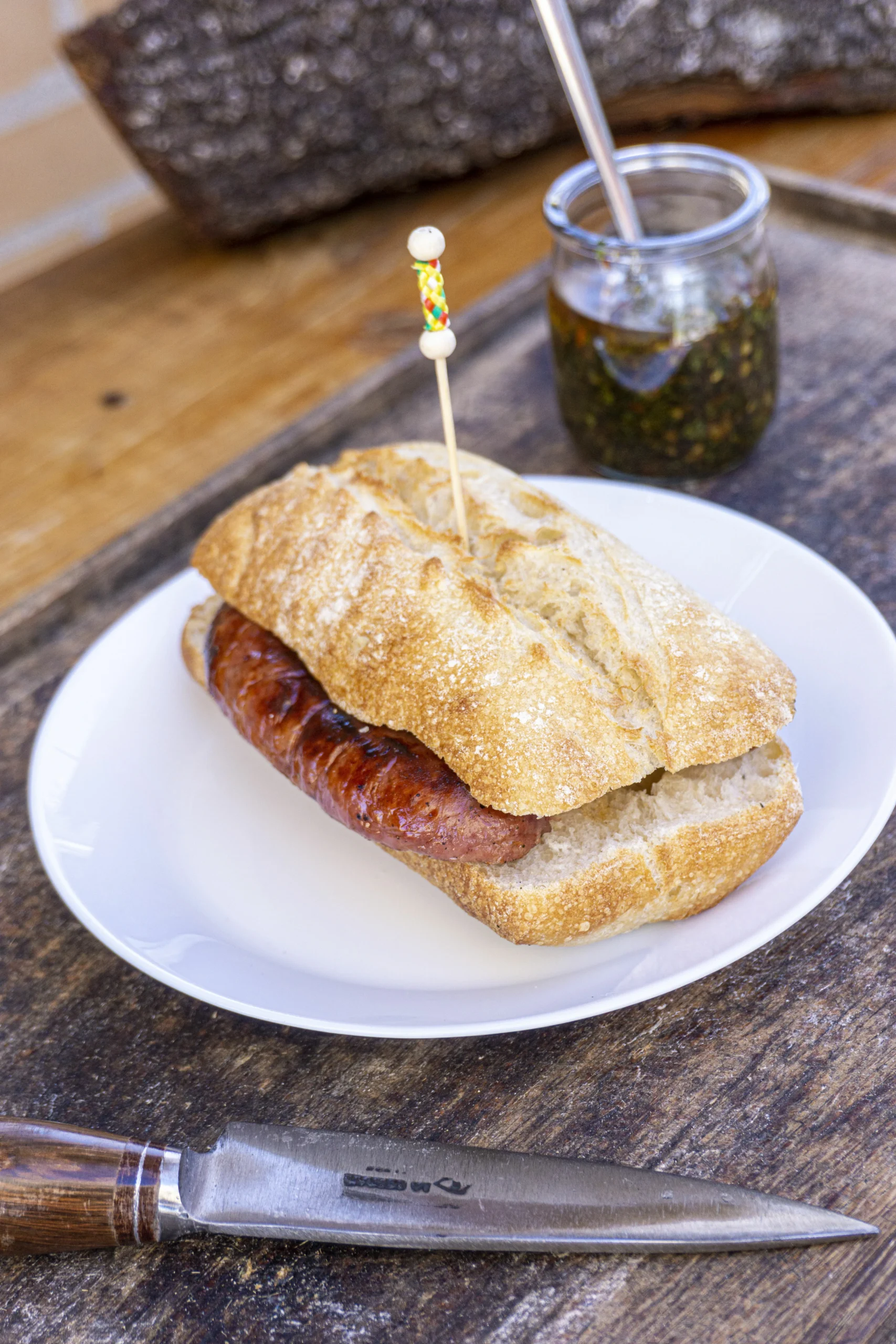 Choripan con chimichurri estilo argentino de el Asador argentino el mirador